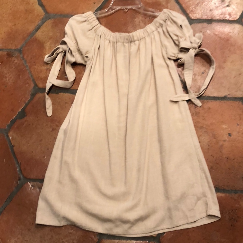 Lulus tan linen cotton dress